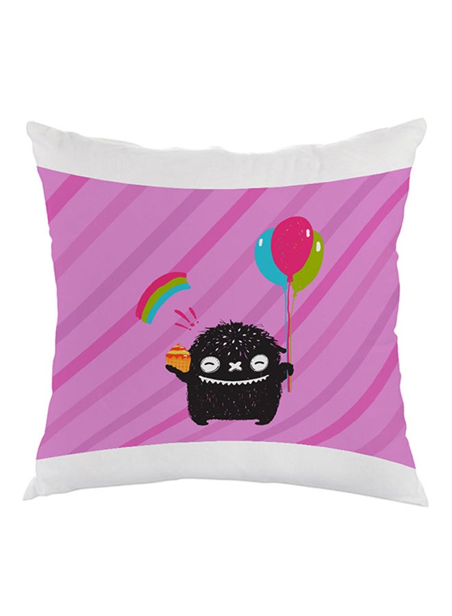 The Joy Of Eid Printed Pillow Pink/White/Black 40x40cm