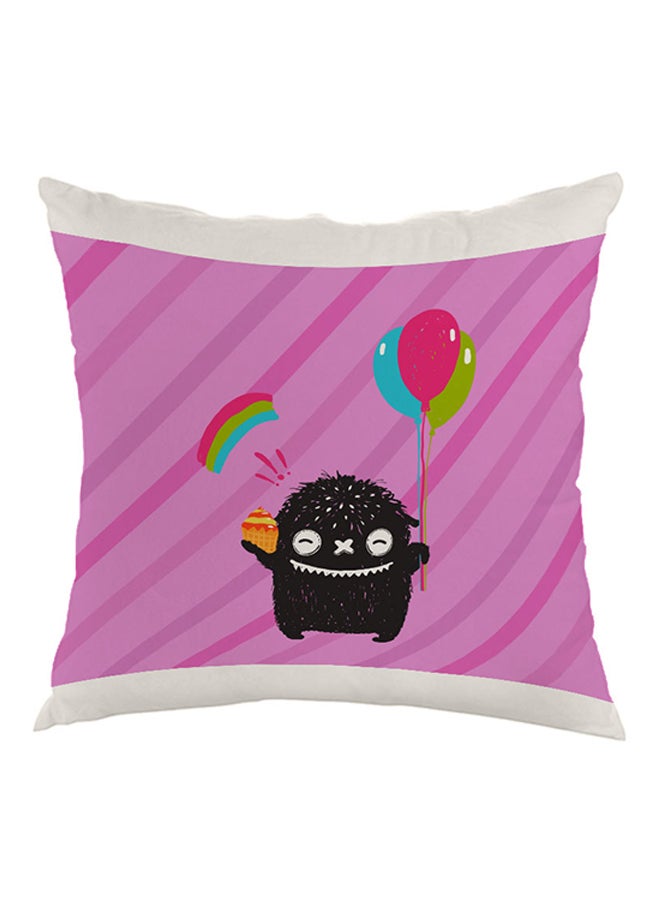 ديكالاك وسادة بطبعة فرحة العيد وردي / أبيض / أسود 40x40سم