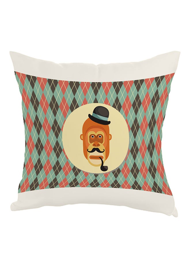 وسادة مطبوع عليها رسمة لشخصية قرد كارتونية وردي/ أزرق/ أبيض 40x40سم