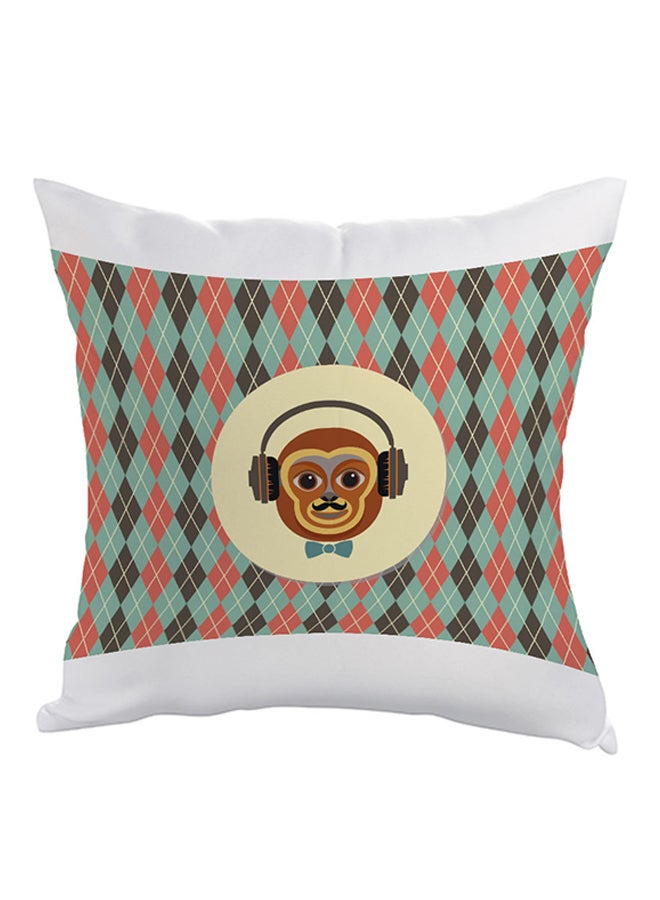 وسادة مطبوع عليها رسمة لشخصية قرد كارتونية وردي/ أزرق/ أبيض 40x40سم