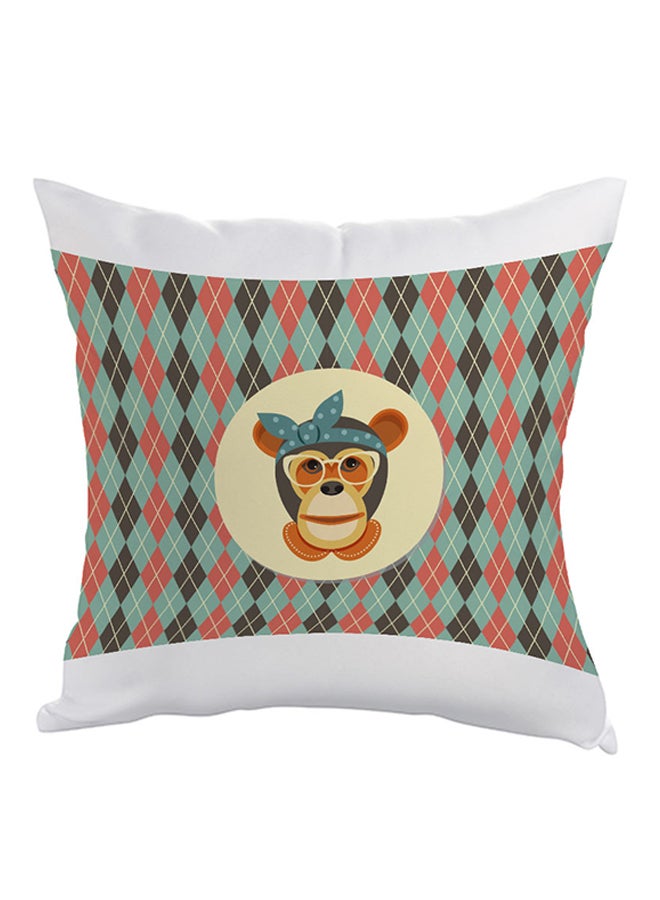 Cartoon Drawing Monkey Printed Pillow Pink/Blue/White 40 x 40cm
