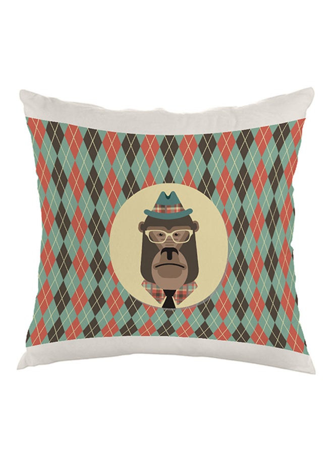 Cartoon Drawing Monkey Printed Pillow Pink/Blue/White 40x40cm