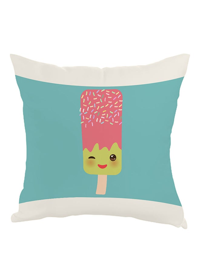 Cartoon Graphic Ice Cream Printed Pillow Blue/White/Green 40x40cm