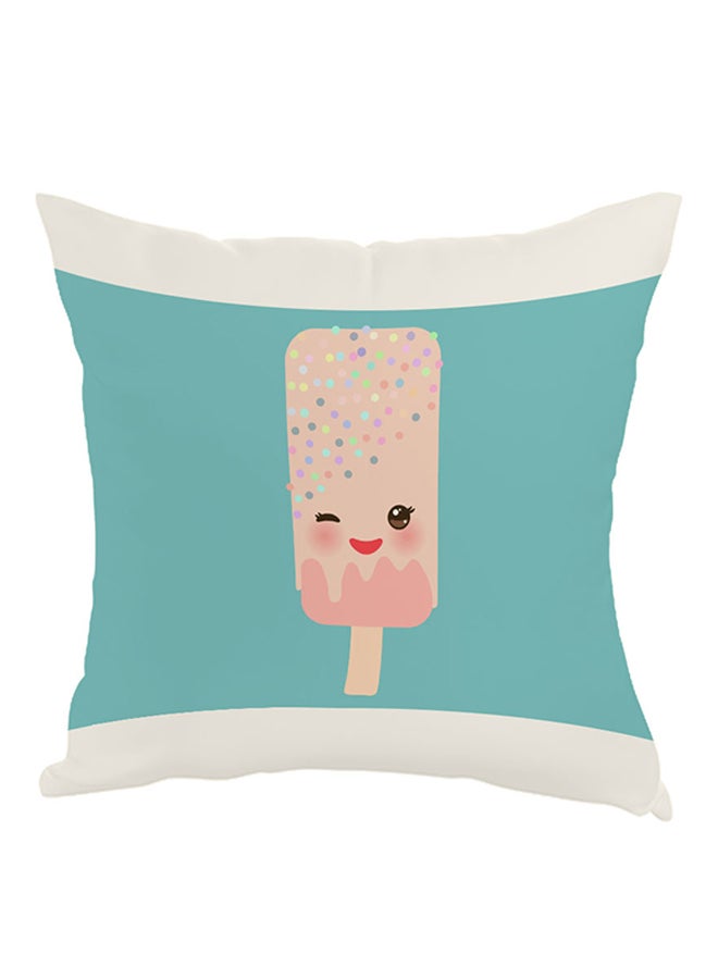 Decalac Cartoon Graphic Ice Cream Printed Pillow Blue/White/Pink 40x40cm