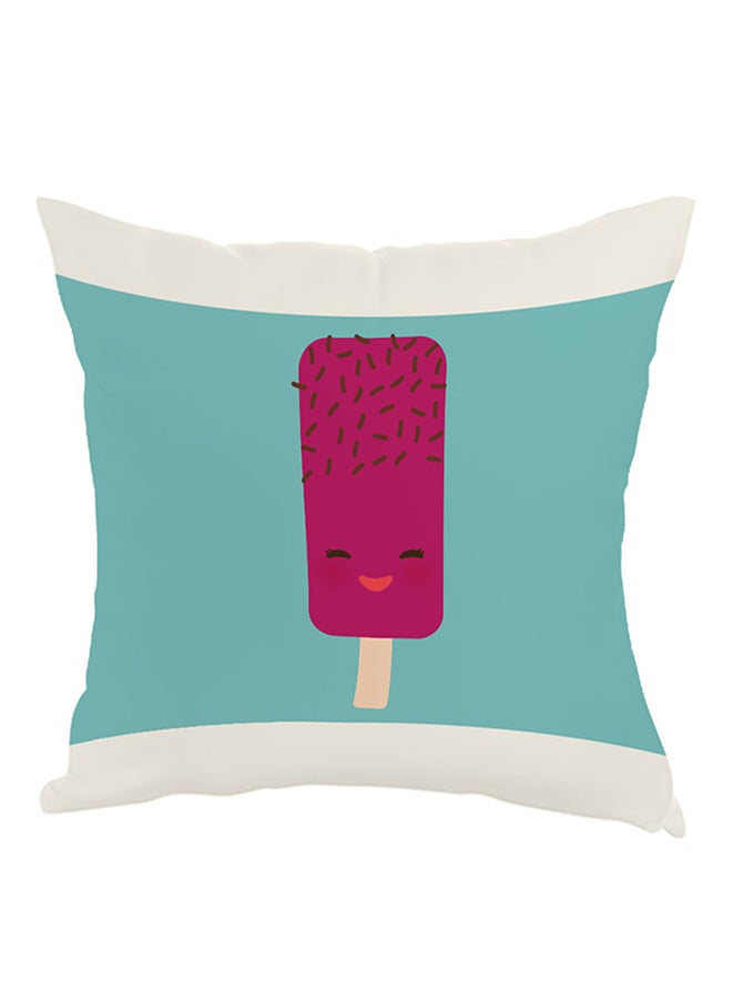 Cartoon Graphic Ice Cream Printed Pillow Blue/White/Pink 40x40cm