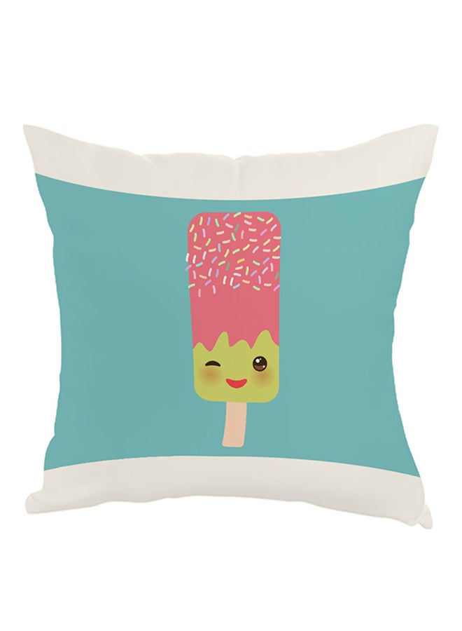 Decalac Cartoon Graphic Ice Cream Printed Pillow Blue/Yellow/Pink 40x40cm