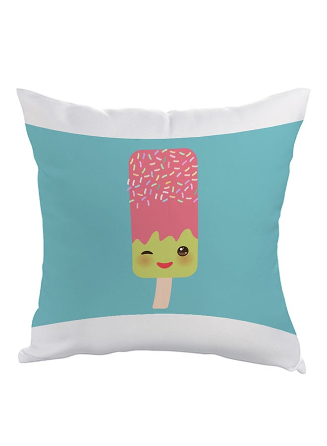 Cartoon Graphic Ice Cream Printed Pillow Blue/Yellow/Pink 40x40cm