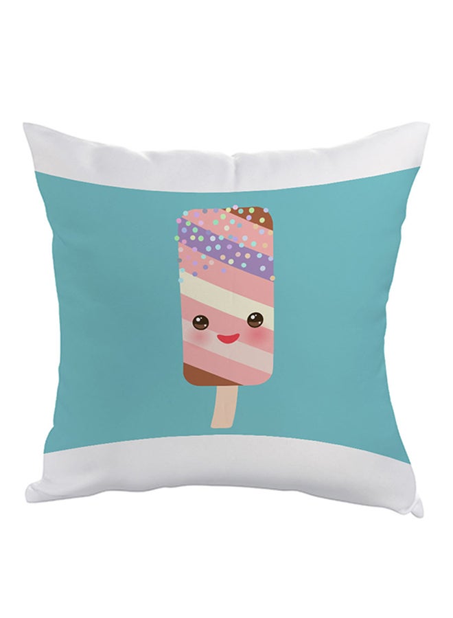 Cartoon Graphic Ice Cream Printed Pillow Blue/White/Pink 40x40cm