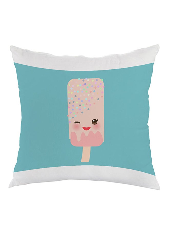Cartoon Graphics Ice Cream Printed Pillow Blue/Pink/Beige 40x40cm
