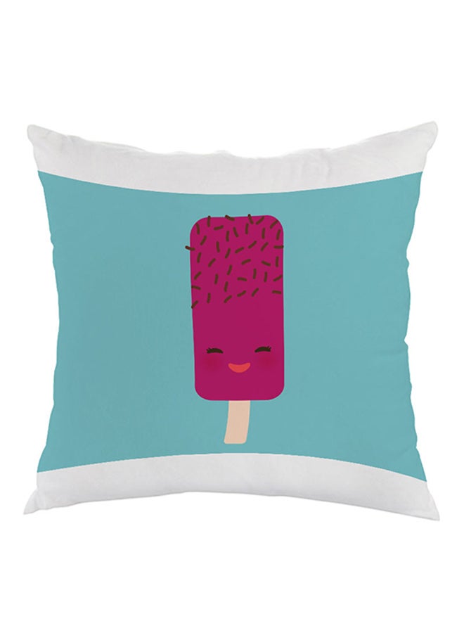 Decalac Cartoon Graphics Ice Cream Printed Pillow Blue/Pink/Beige 40x40cm