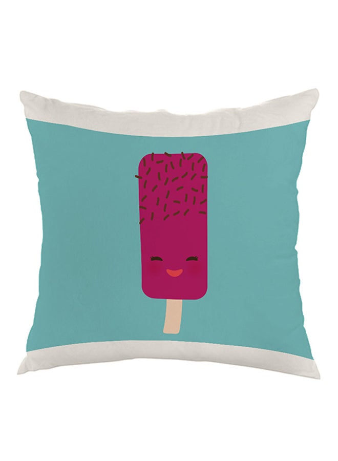 وسادة مطبوع عليها صورة آيس كريم أبيض/أزرق/وردي 40 x 40سم