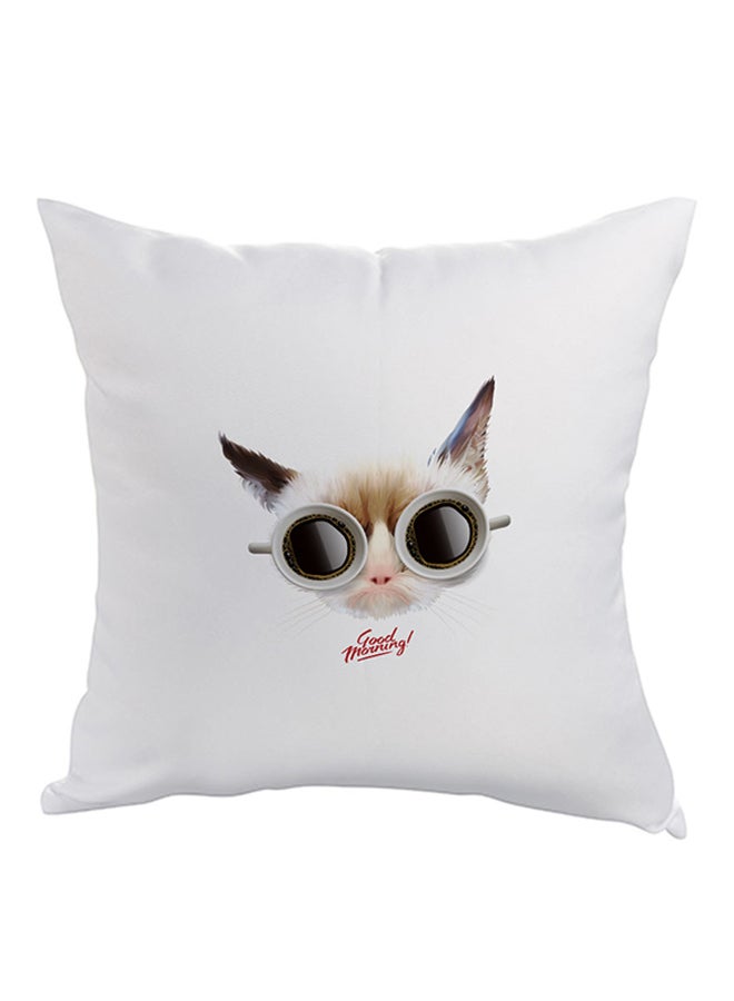 Decalac Cat Printed Pillow White/Black/Brown 40 x 40cm