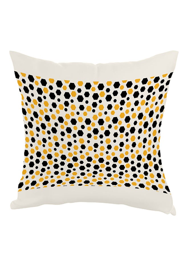 وسادة مطبوع عليها رسمة على شكل خلايا أبيض/أسود/أصفر 40x40سم