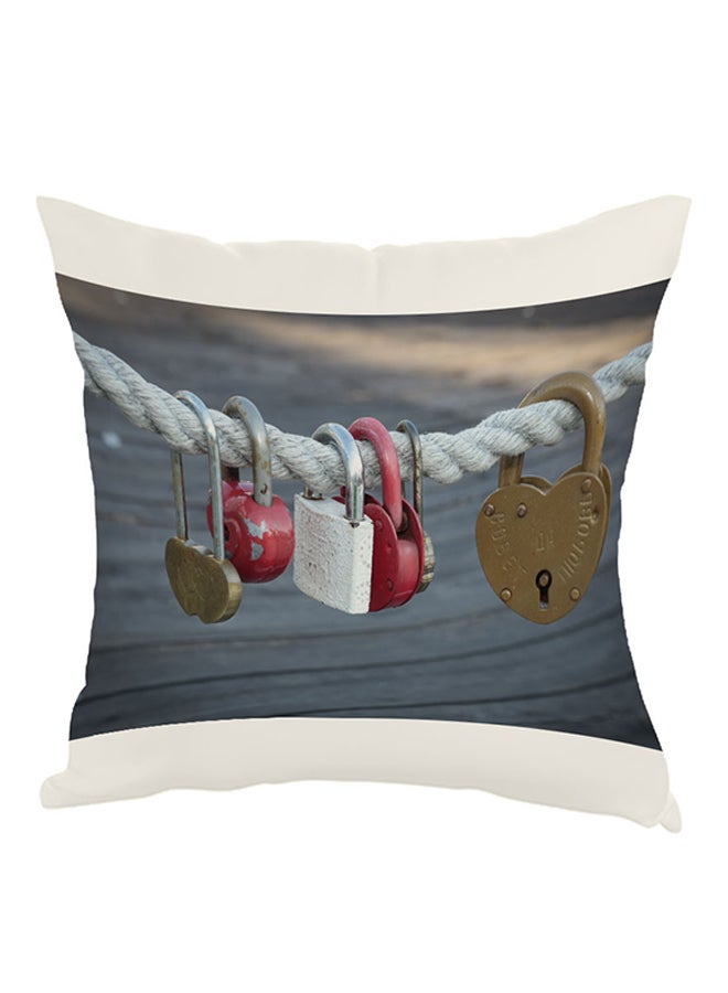 ديكالاك وسادة مطبوع عليها رسمة أقفال مغلقة رمادي /أبيض /بُنِّي 40x40سم