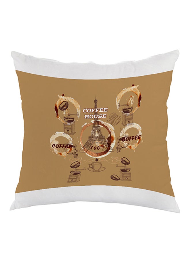 Coffee House Printed Pillow Brown/White 40x40cm