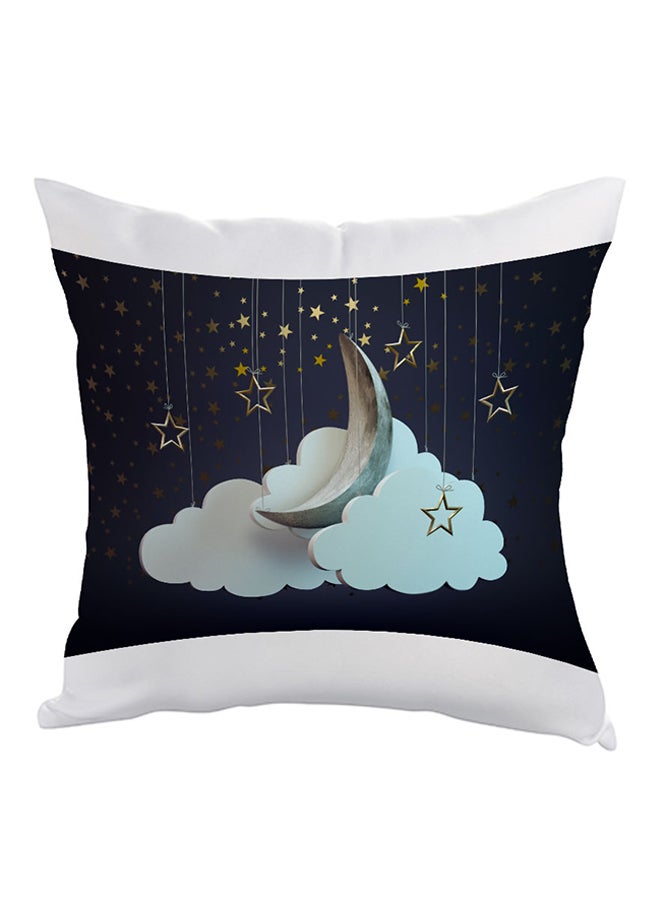 Decalac - Crescent Of Ramadan Printed Pillow Black/White/Blue 40x40cm - Image 1