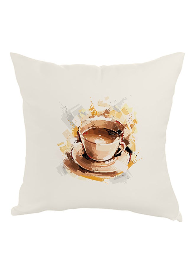 ديكالاك وسادة مطبوع عليها رسمة كوب من القهوة أبيض/بني/ أصفر 40x40سم