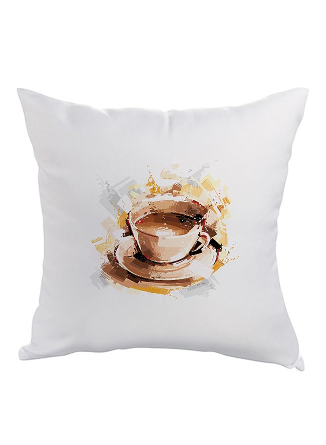 ديكالاك وسادة مطبوع عليها رسمة كوب من القهوة أبيض/بني/ أصفر 40x40سم