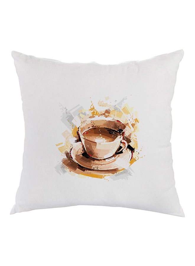 ديكالاك وسادة مطبوع عليها رسمة كوب من القهوة أبيض/بني 40x40سم