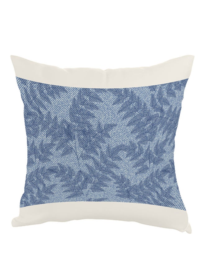 وسادة مطبوع عليها رسمة زخرفية لورقة شجر أزرق وأبيض 40x40سم