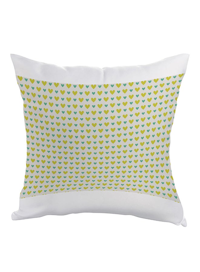 Decalac Decorative Drawings Heart Printed Pillow White/Green/Blue 40x40cm