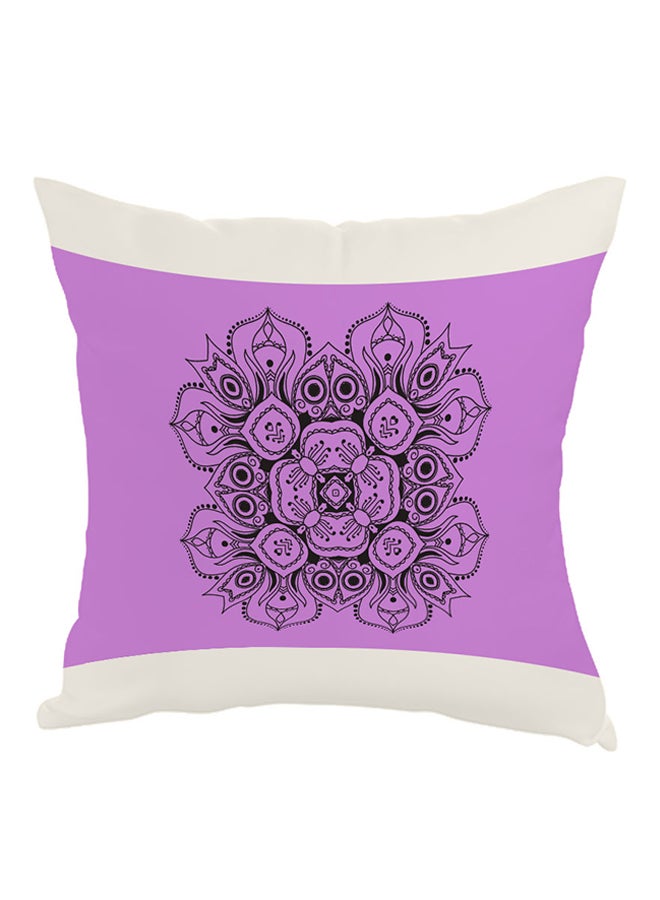 ديكالاك وسادة زينة مطبوع عليها رسمة زهور أرجواني/أسود/أبيض 40x40سم