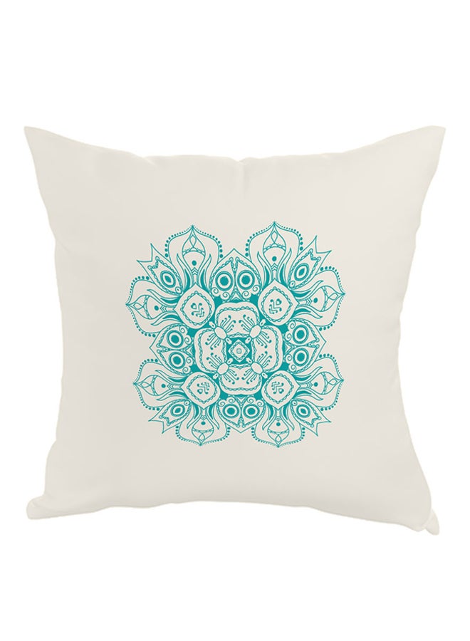 Decorative Drawings Rose Printed Throw Pillow White/Blue 40 x 40cm