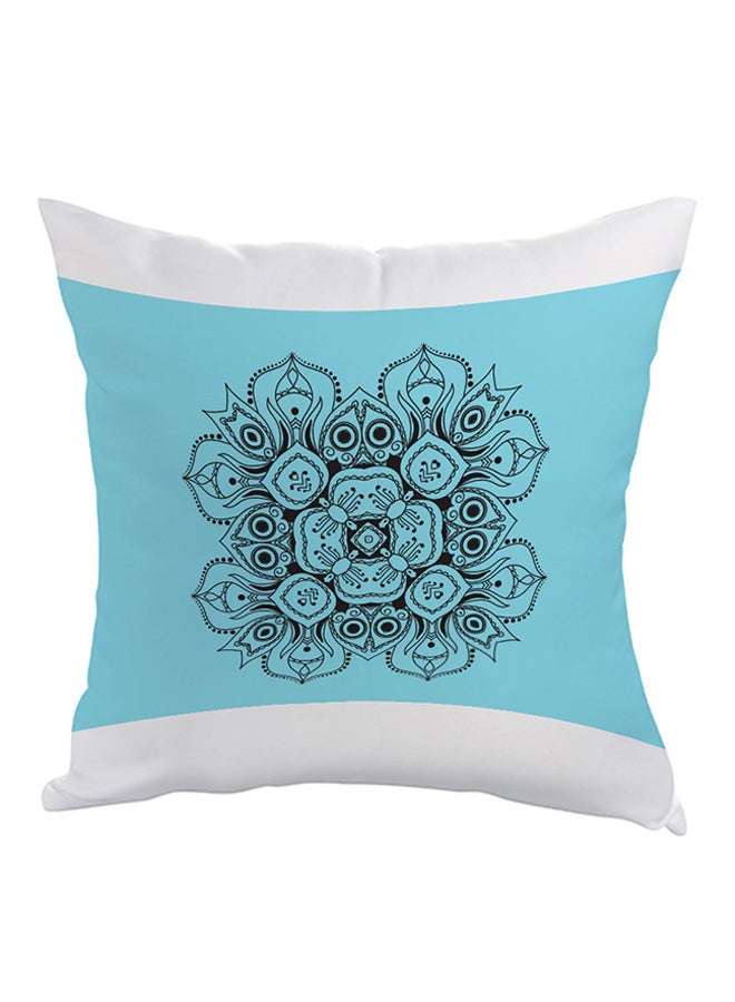 Decorative Drawings Rose Printed Pillow Blue/White/Black 40x40cm