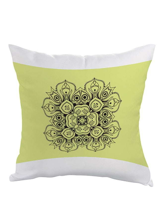 Decorative Drawings Rose Printed Pillow Green/White/Black 40x40cm
