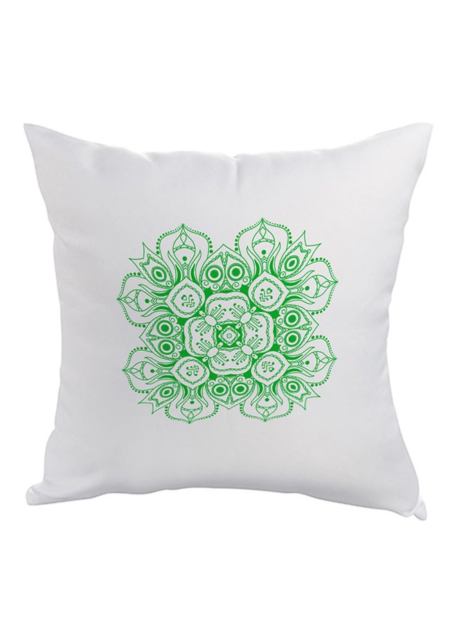 ديكالاك وسادة مطبوع عليها رسومات ورد زخرفية أبيض/أخضر 40x40سم