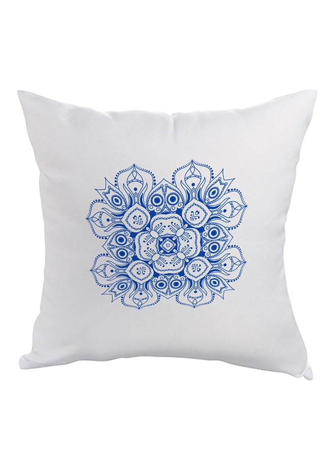 Decalac Decorative Drawings Rose Printed Pillow White/Blue 40x40cm