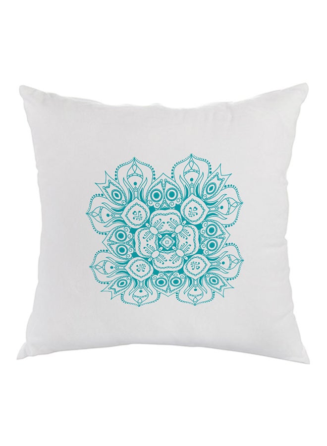 Decorative Drawings Rose Printed Pillow White/Blue 40 x 40cm