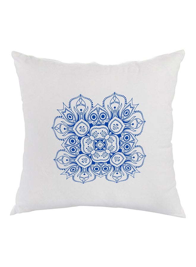 وسادة مطبوع عليها رسومات ورد زخرفية أبيض/أزرق 40x40سم
