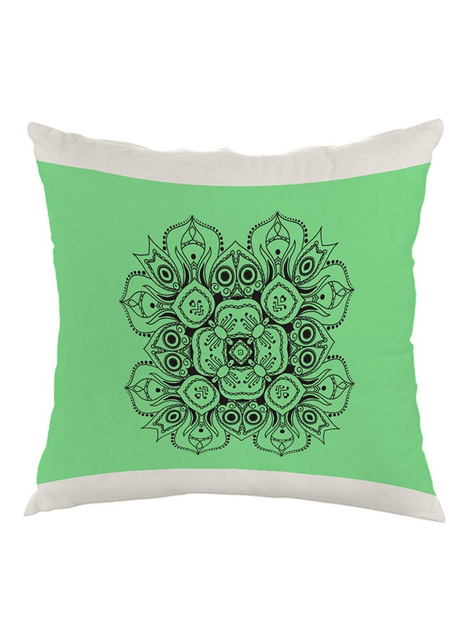 Decorative Drawings Rose Printed Pillow Green/White/Black 40x40cm