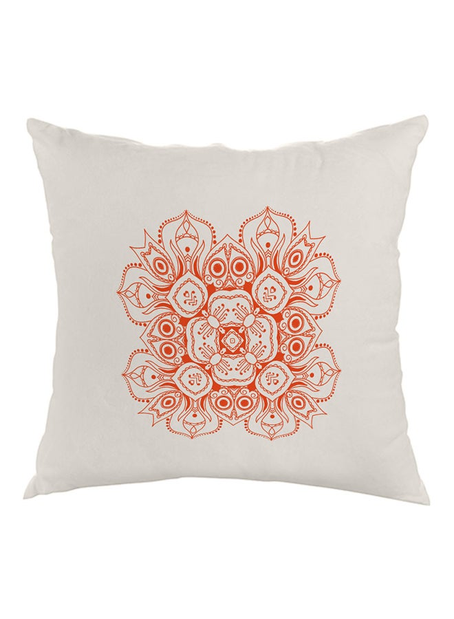 Decalac Decorative Drawings Rose Printed Throw Pillow White/Orange 40 x 40cm