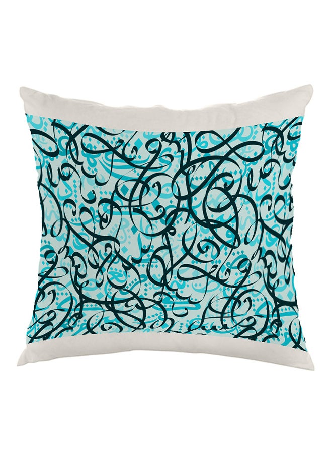 Decorative Drawings Printed Pillow Blue/Black/White 40x40cm