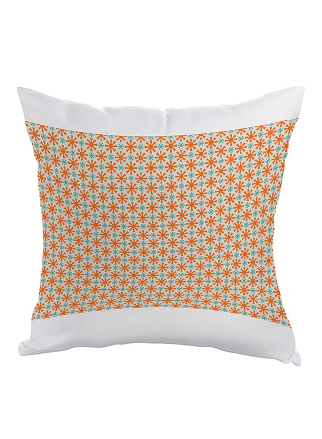 Decorative Drawings Printed Pillow Orange/White/Green 40x40cm
