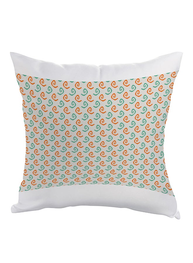 Decorative Drawings Printed Pillow Orange/Green/White 40x40cm