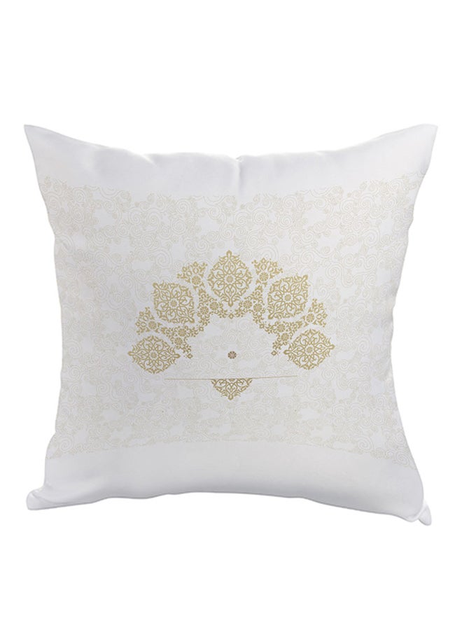 Decorative Drawings Printed Pillow White/Green 40x40cm