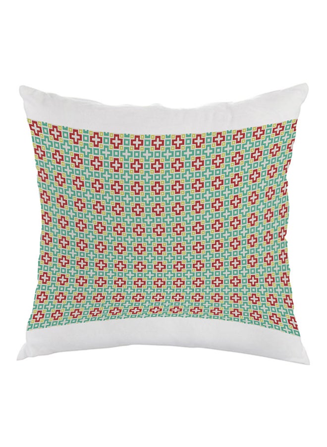 Decorative Drawings Printed Pillow Green/Red/White 40x40cm