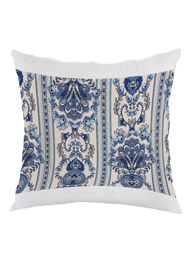 Decorative Drawings Printed Pillow Beige/Blue/White 40 x 40cm