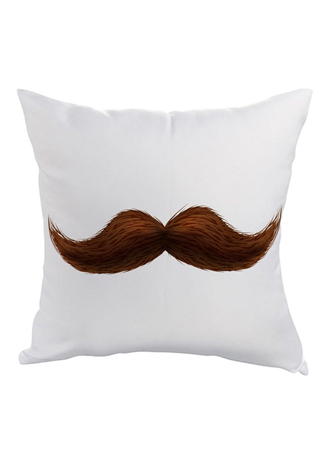 Drawings Of Mustaches Printed Pillow White/Brown 40x40cm