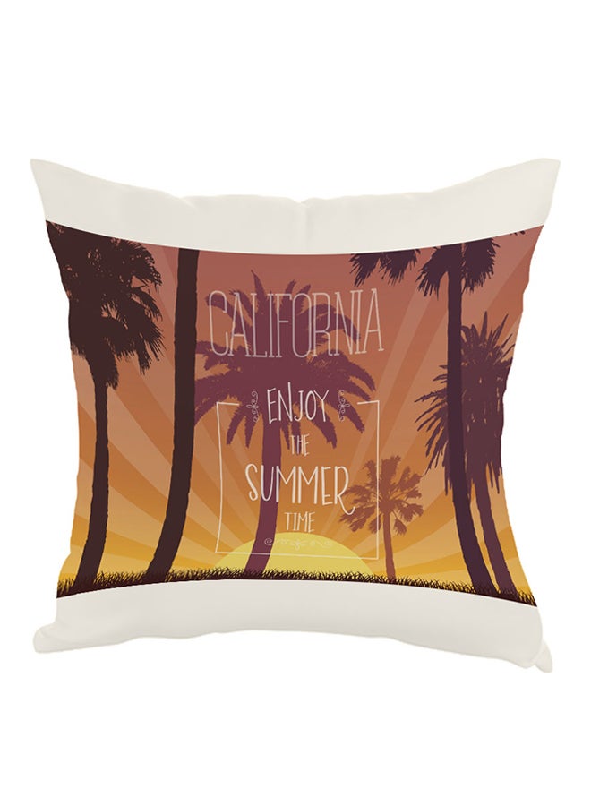 Decalac Enjoy The Summer Time Printed Throw Pillow Yellow/Black/White 40x40cm