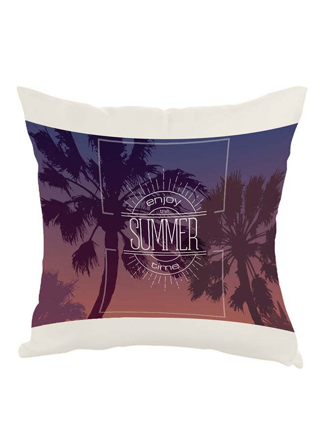 ديكالاك وسادة زينة بطبعة عبارة "Enjoy The Summer Time" برتقالي/أزرق/أبيض 40 x 40سم