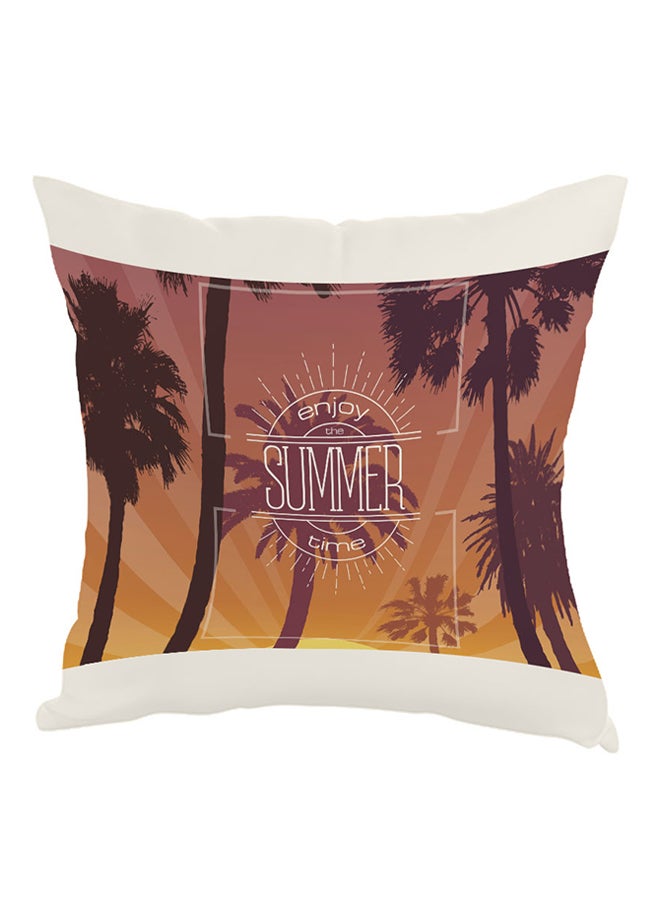Decalac Enjoy The Summer Time Printed Pillow White/Brown/Purple 40 x 40cm
