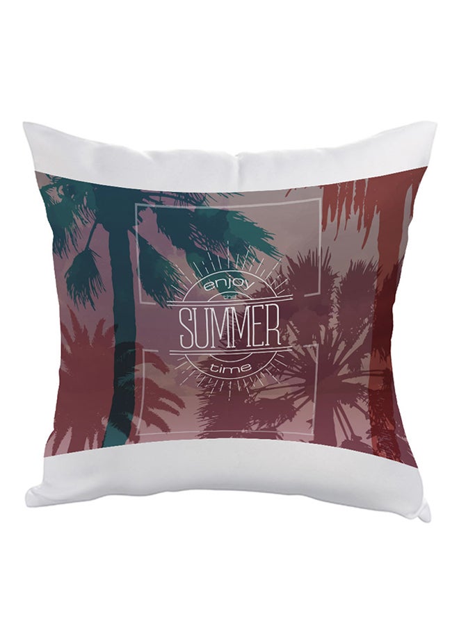 Enjoy The Summer Time Printed Pillow White/Green/Brown 40 x 40cm