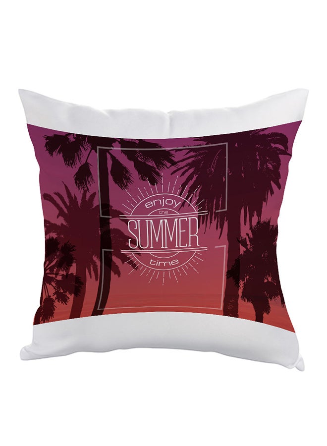 Enjoy The Summer Time Printed Pillow White/Purple/Brown 40 x 40cm