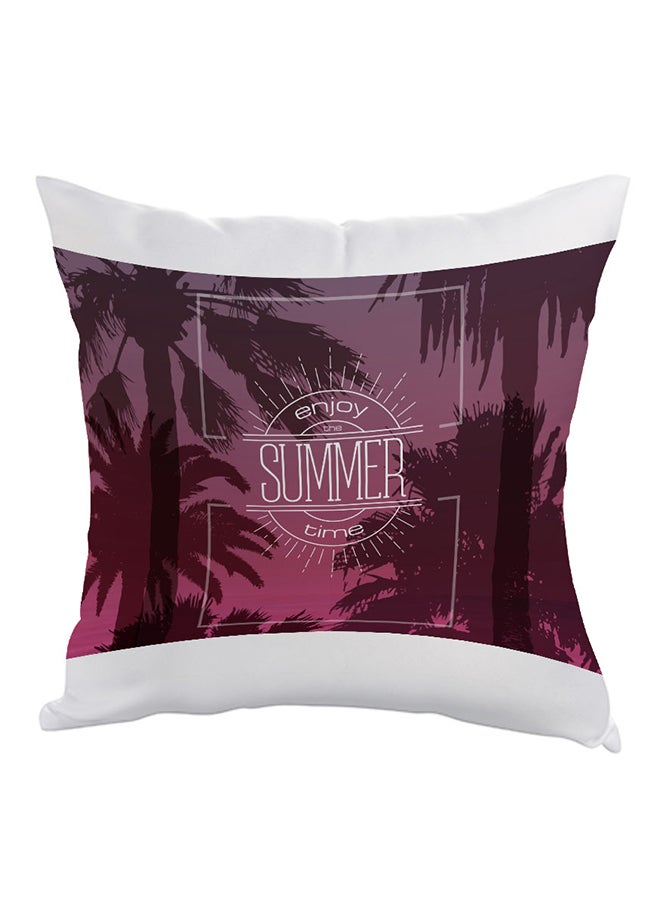 Enjoy The Summer Time Printed Pillow White/Purple/Brown 40 x 40cm