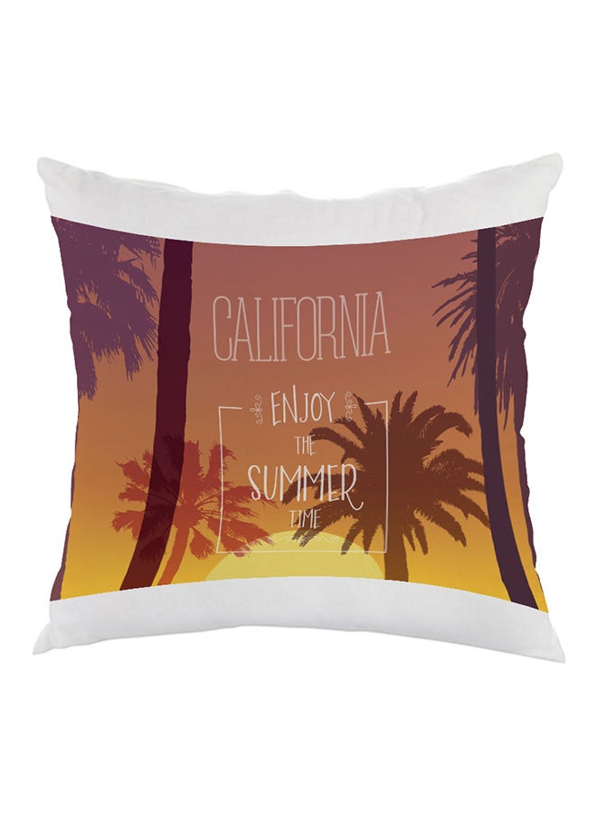 Enjoy The Summer Time Printed Pillow White/Yellow/Brown 40 x 40cm