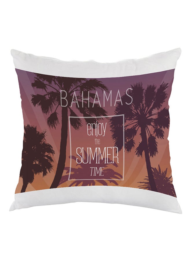 Enjoy The Summer Time Printed Pillow White/Purple/Brown 40 x 40cm
